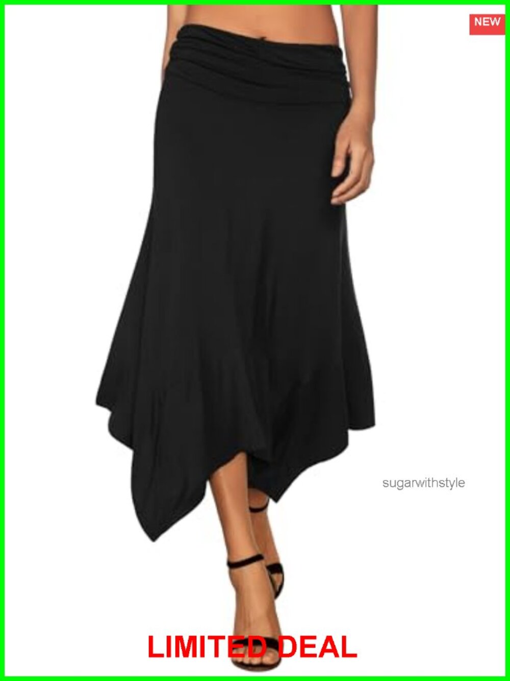 Women's Flowy Handkerchief Hemline Midi Skirt